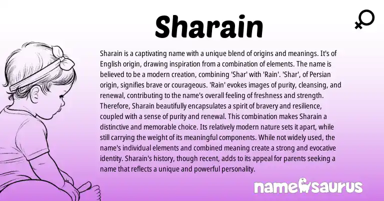 Infographic about Sharain name meaning, Sharain is a name from Persian origin(s).