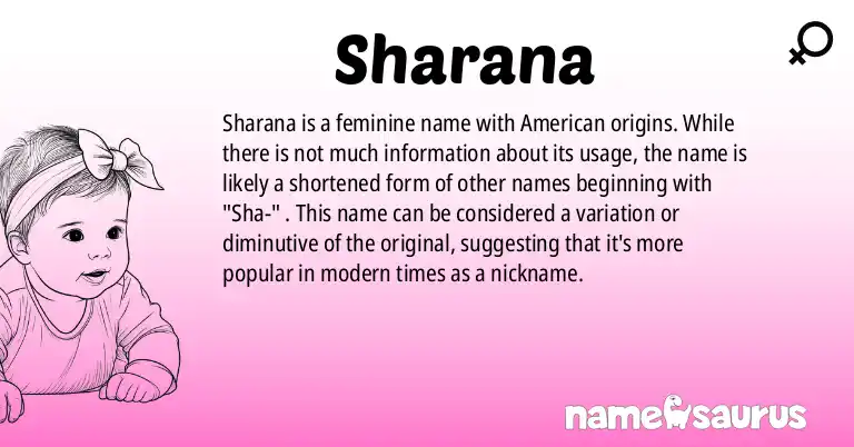Infographic about Sharana name meaning, Sharana is a name from American origin(s).
