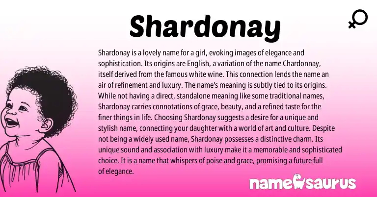 Infographic about Shardonay name meaning, Shardonay is a name from Other origin(s).