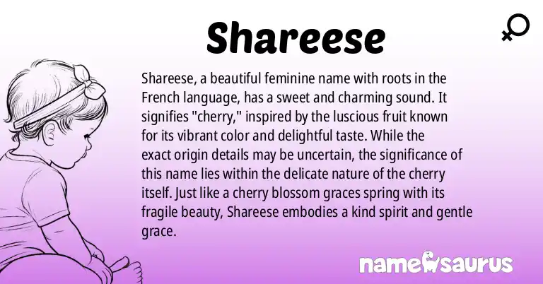Infographic about Shareese name meaning, Shareese is a name from French origin(s).
