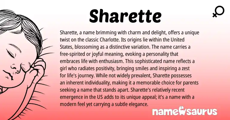Infographic about Sharette name meaning, Sharette is a name from Other origin(s).