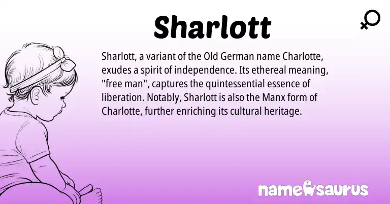 Infographic about Sharlott name meaning, Sharlott is a name from Old German, Manx origin(s).