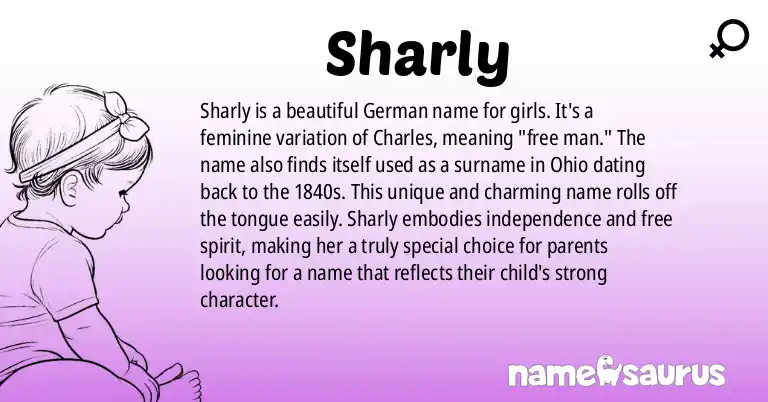 Infographic about Sharly name meaning, Sharly is a name from German origin(s).
