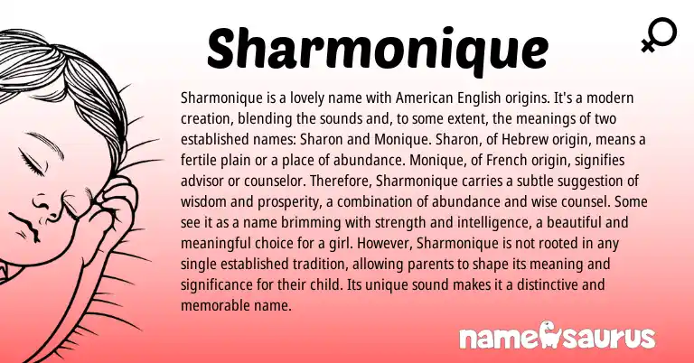 Infographic about Sharmonique name meaning, Sharmonique is a name from Other origin(s).