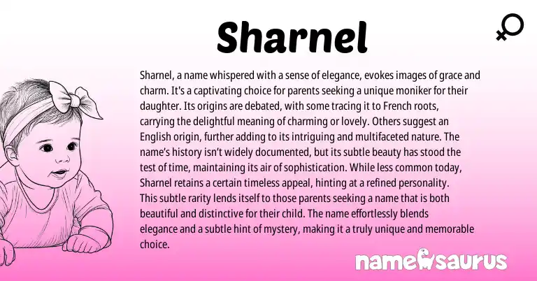 Infographic about Sharnel name meaning, Sharnel is a name from French origin(s).