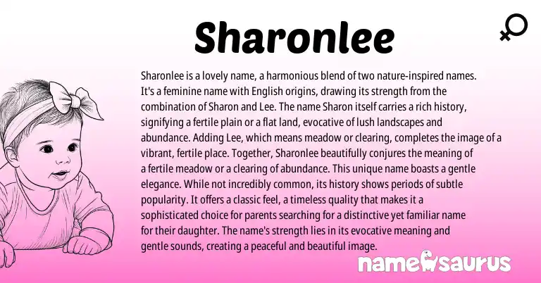 Infographic about Sharonlee name meaning, Sharonlee is a name from Other origin(s).