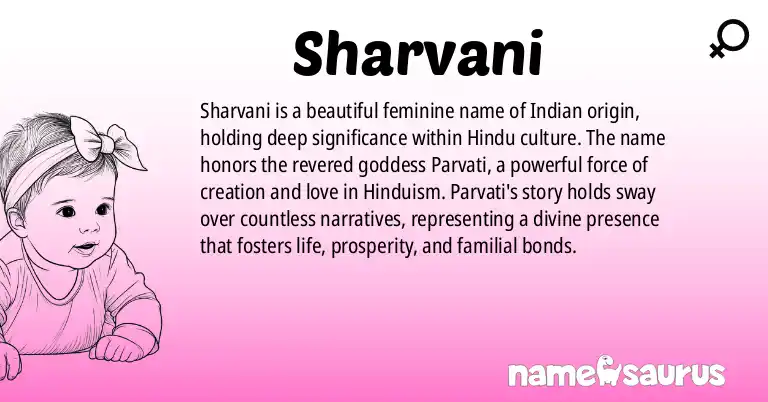 Infographic about Sharvani name meaning, Sharvani is a name from Indian origin(s).
