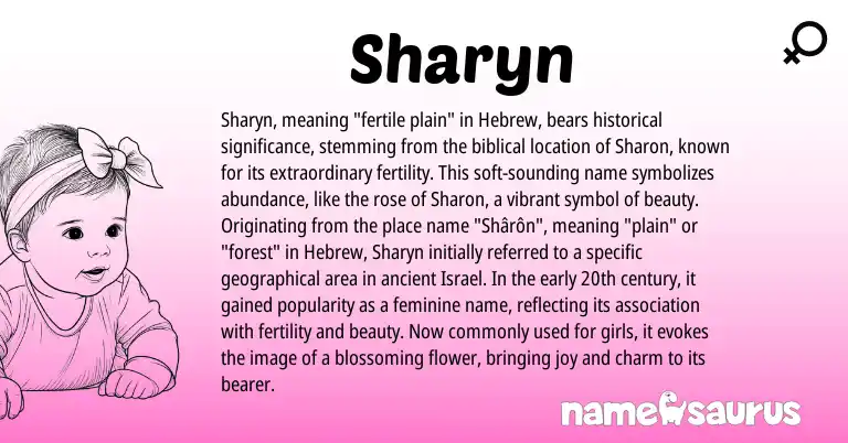 Infographic about Sharyn name meaning, Sharyn is a name from Hebrew origin(s).