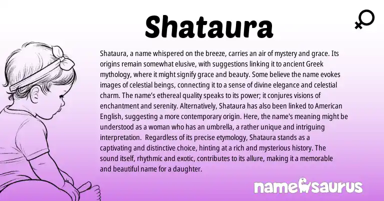 Infographic about Shataura name meaning, Shataura is a name from Arabic, Greek origin(s).