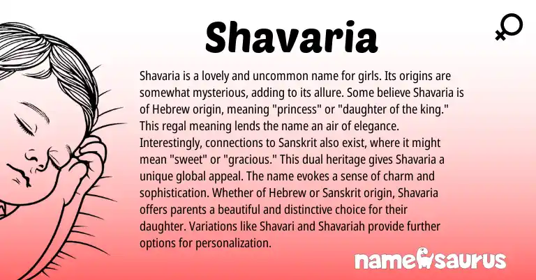 Infographic about Shavaria name meaning, Shavaria is a name from Hebrew, Sanskrit origin(s).
