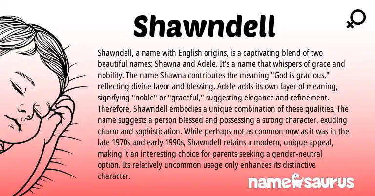 Infographic about Shawndell name meaning, Shawndell is a name from English origin(s).