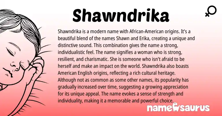 Infographic about Shawndrika name meaning, Shawndrika is a name from Other origin(s).