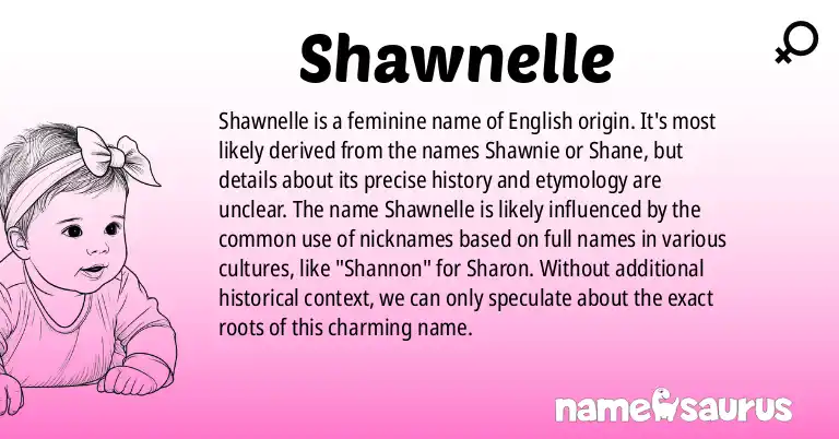 Infographic about Shawnelle name meaning, Shawnelle is a name from English origin(s).