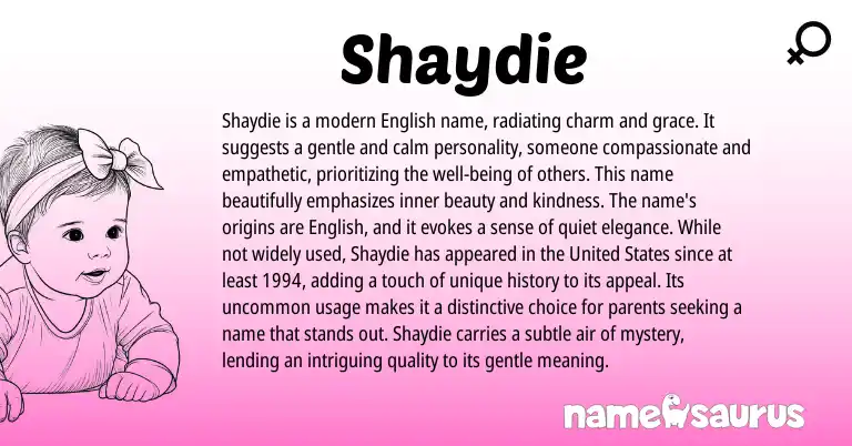 Infographic about Shaydie name meaning, Shaydie is a name from English origin(s).