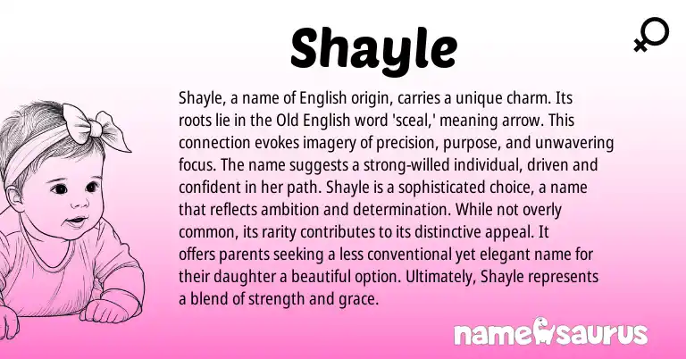 Infographic about Shayle name meaning, Shayle is a name from English origin(s).
