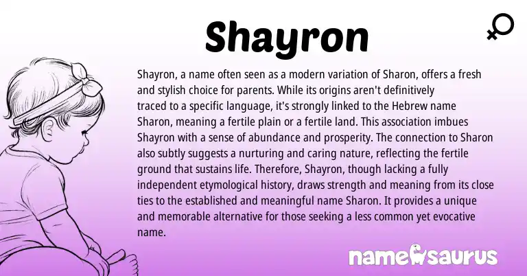 Infographic about Shayron name meaning, Shayron is a name from Hebrew origin(s).