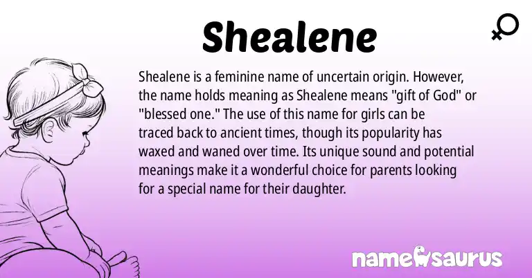 Infographic about Shealene name meaning, Shealene is a name from N/A origin(s).