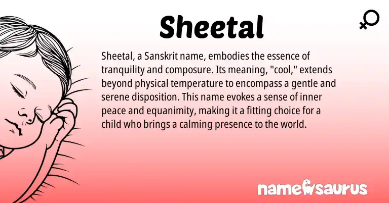 Infographic about Sheetal name meaning, Sheetal is a name from Sanskrit origin(s).