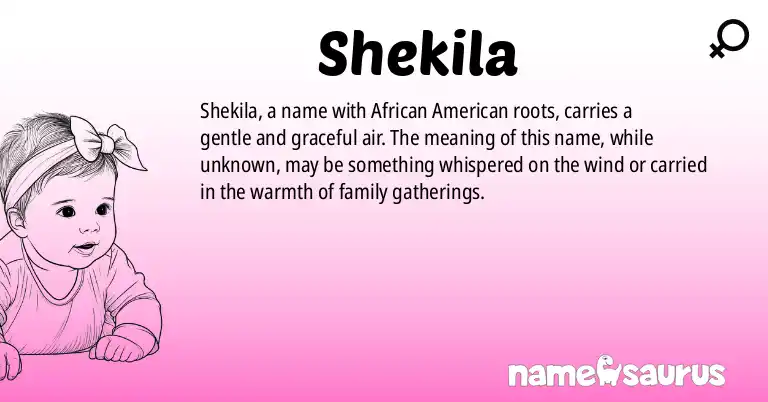 Infographic about Shekila name meaning, Shekila is a name from African American origin(s).