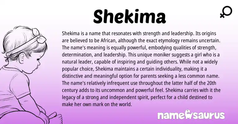 Infographic about Shekima name meaning, Shekima is a name from African origin(s).