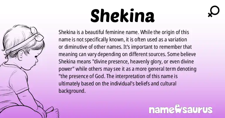 Infographic about Shekina name meaning, Shekina is a name from N/A origin(s).