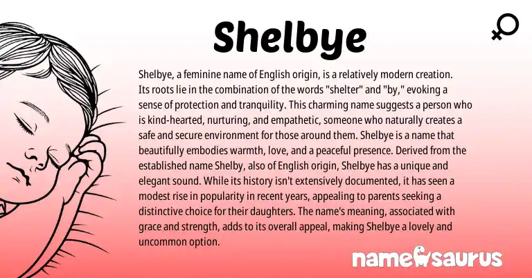 Infographic about Shelbye name meaning, Shelbye is a name from English origin(s).
