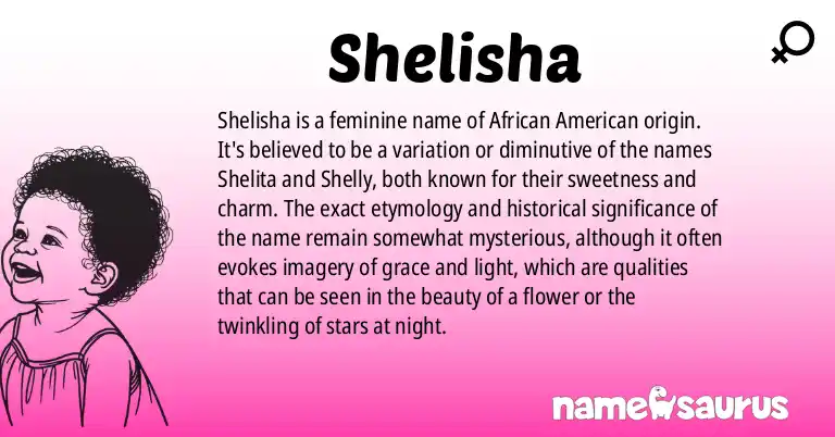 Infographic about Shelisha name meaning, Shelisha is a name from African American origin(s).