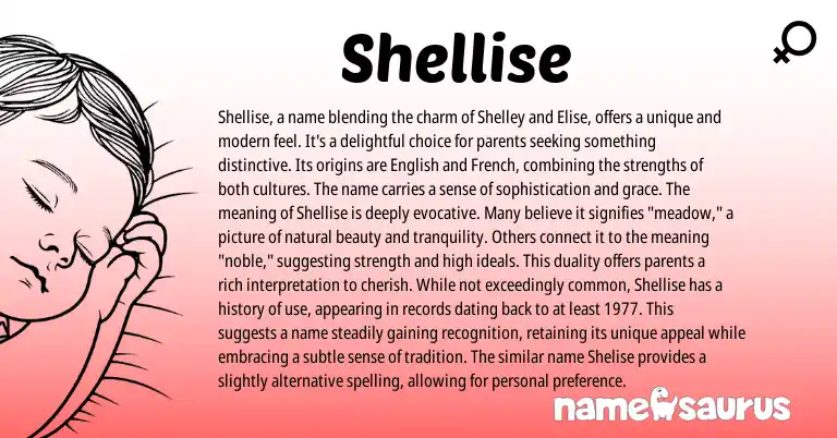 Infographic about Shellise name meaning, Shellise is a name from French, English origin(s).