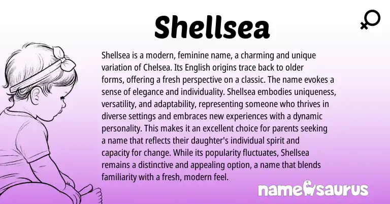 Infographic about Shellsea name meaning, Shellsea is a name from English origin(s).