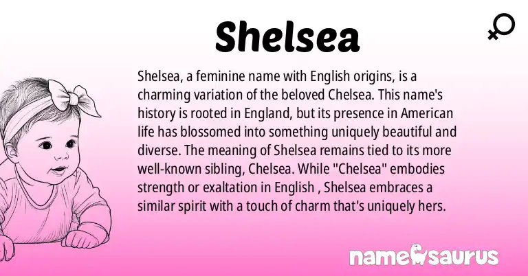Infographic about Shelsea name meaning, Shelsea is a name from English (American) origin(s).