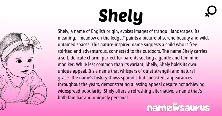 Infographic about Shely name meaning, Shely is a name from English origin(s).