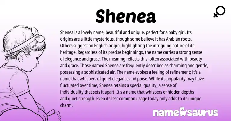 Infographic about Shenea name meaning, Shenea is a name from Other origin(s).