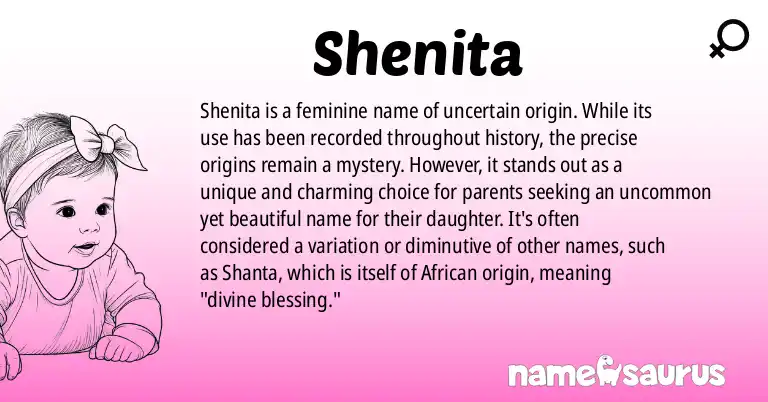 Infographic about Shenita name meaning, Shenita is a name from N/A origin(s).