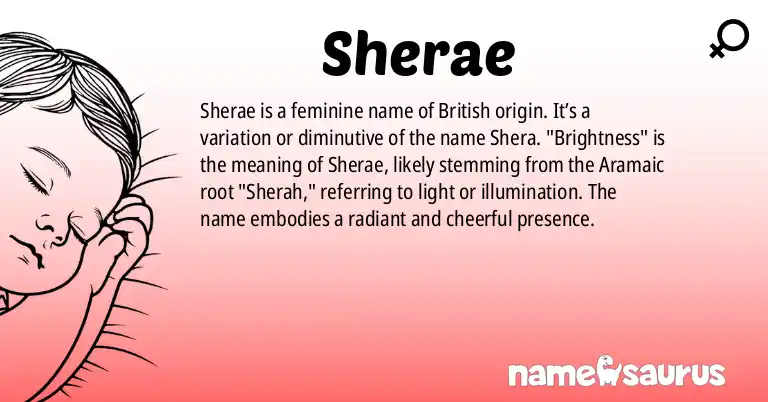 Infographic about Sherae name meaning, Sherae is a name from British origin(s).