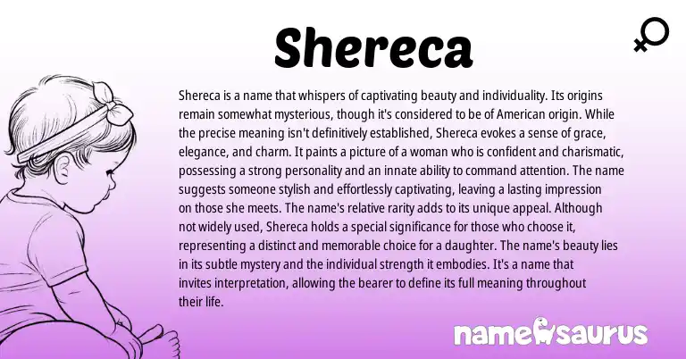 Infographic about Shereca name meaning, Shereca is a name from Other origin(s).