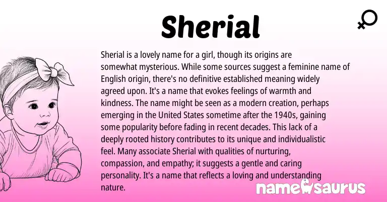 Infographic about Sherial name meaning, Sherial is a name from Other origin(s).