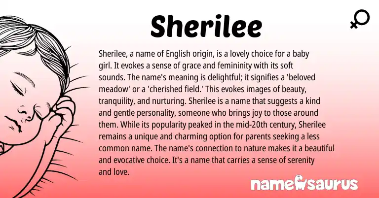 Infographic about Sherilee name meaning, Sherilee is a name from English origin(s).