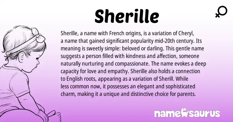 Infographic about Sherille name meaning, Sherille is a name from French, American origin(s).
