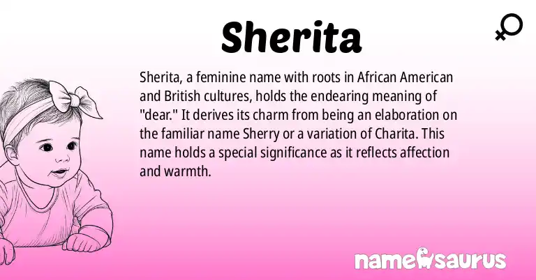 Infographic about Sherita name meaning, Sherita is a name from African American, British origin(s).