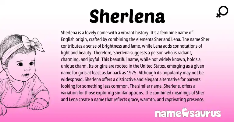Infographic about Sherlena name meaning, Sherlena is a name from English origin(s).