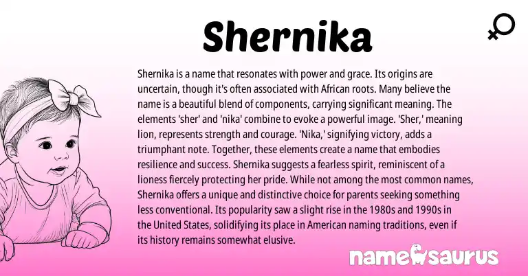 Infographic about Shernika name meaning, Shernika is a name from African origin(s).
