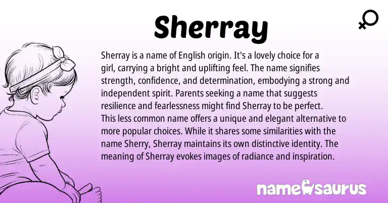 Infographic about Sherray name meaning, Sherray is a name from English origin(s).