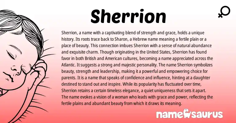 Infographic about Sherrion name meaning, Sherrion is a name from Hebrew, English origin(s).