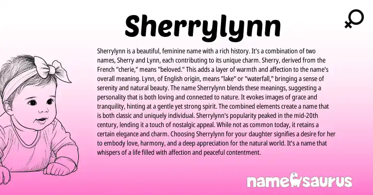 Infographic about Sherrylynn name meaning, Sherrylynn is a name from French, English origin(s).