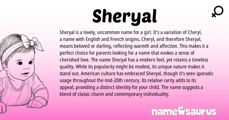 Infographic about Sheryal name meaning, Sheryal is a name from French, English origin(s).