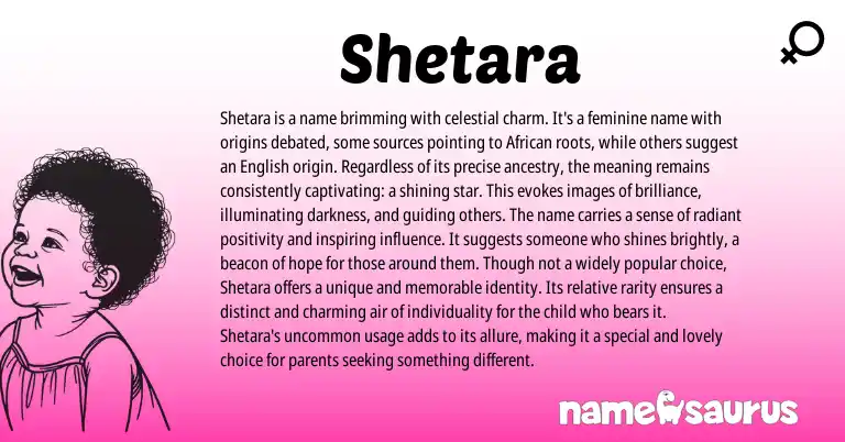 Infographic about Shetara name meaning, Shetara is a name from African origin(s).
