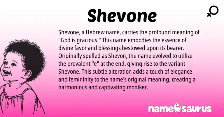 Infographic about Shevone name meaning, Shevone is a name from Hebrew origin(s).