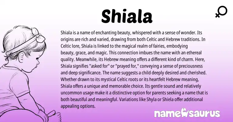 Infographic about Shiala name meaning, Shiala is a name from Hebrew, Celtic origin(s).