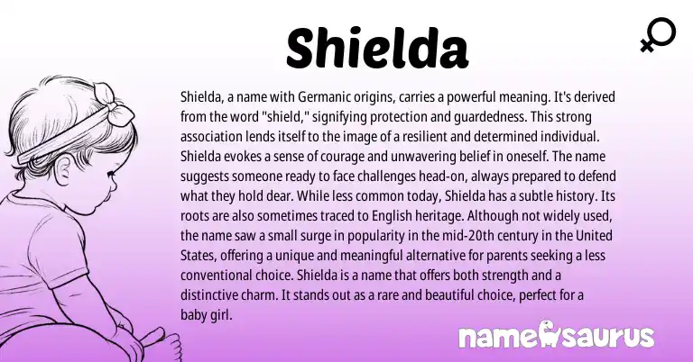 Infographic about Shielda name meaning, Shielda is a name from Germanic origin(s).