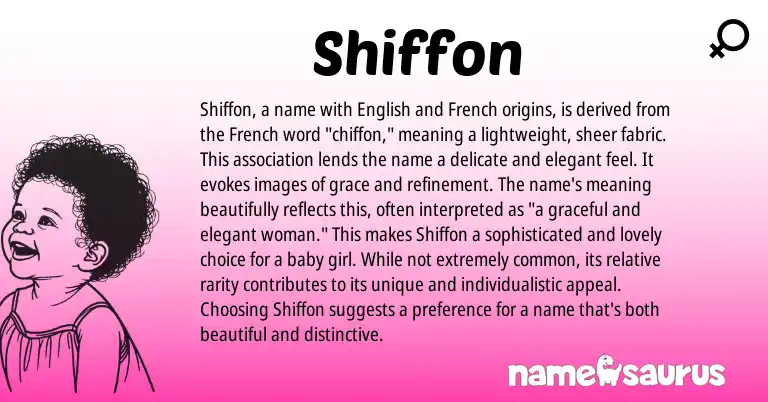 Infographic about Shiffon name meaning, Shiffon is a name from French, English, American origin(s).